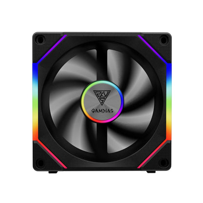 GAMDIAS 120mm ARGB PWM Case Fan, 2 Blades in 1 Fan Pack (Standard & Reverse Blades), Sync with RGB Motherboards, Easy Installation & Cable Management w/Cabless Daisy Chain Design