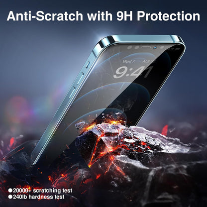 SMARTDEVIL 2+2Pack Privacy Screen Protector for iPhone 12 Pro Max with Camera Lens Protector,Shatterproof Tempered Glass[True 28°Anti Spy][9H Hardness][Auto Dust-Elimination Install][Bubble Free]