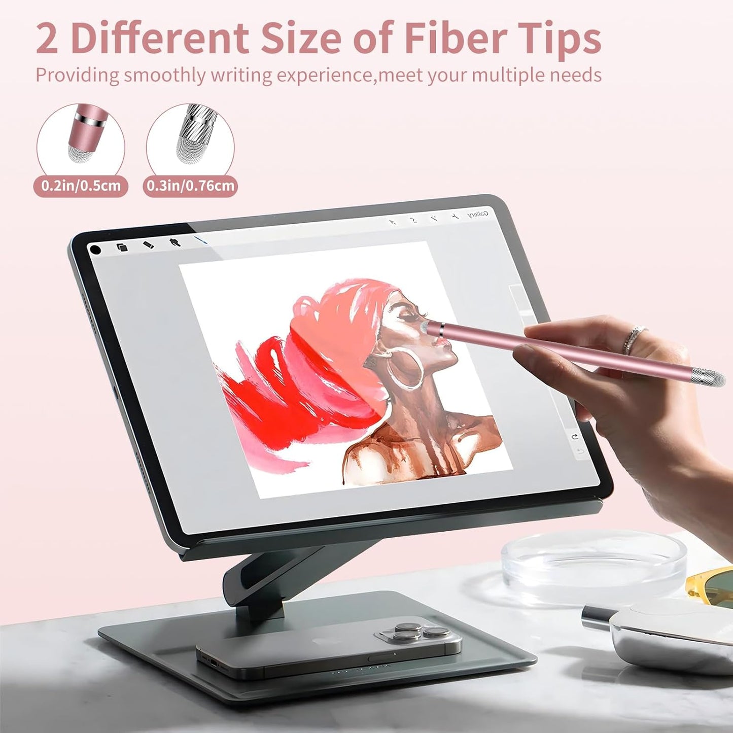 Stylus Pen for Touchscreen,2-in-1 High Sensitivity & Precision Stylus Pen,Suitable for Ipad/iPhone/Android Tablets,Compatible with All Touch Screen Devices(3 Stylus-Black/White/Rose Gold)