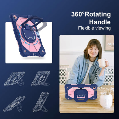 for Galaxy Tab A9 Plus Case 11 Inch, Rugged Case for Samsung Galaxy A9+ Tablet with Screen Protector 360 Rotating Stand Shoulder Strap Pen Holder, 2023 Model(SM-X210/X216/218), Navy Rose