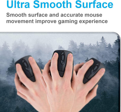 Large Extended Gaming Mouse Pad with Stitched Edges, Non-Slip Waterproof Rubber Base Mouse Pad for Office, Computer, Keyboard, Laptop and Home Desk Pad 35.4 x 15.7 x 0.12 Inch (Grey Forest)