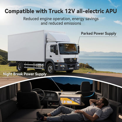 Power Queen 12V 280Ah PLUS LiFePO4 Battery Low-temp Protection Group 8D Battery, Deep Cycle Battery with 200A BMS, 3584Wh Energy, Up to 15000 Cycles for Truck, RV, Motor Home, Marine