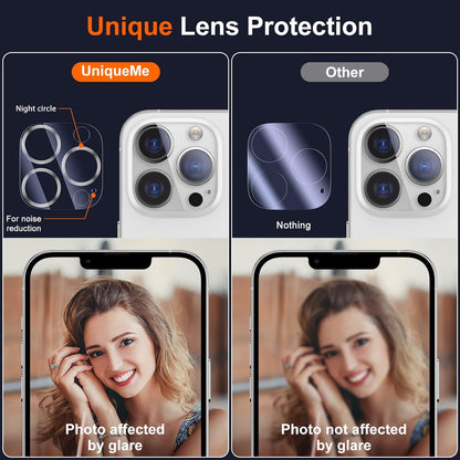 UniqueMe [ 3 Pack] Compatible with iPhone 12 Pro Max 6.7" Camera Lens Protector Tempered Glass,[Case Friendly][New version][Scratch-Resistant][Easy Installation] -Silver