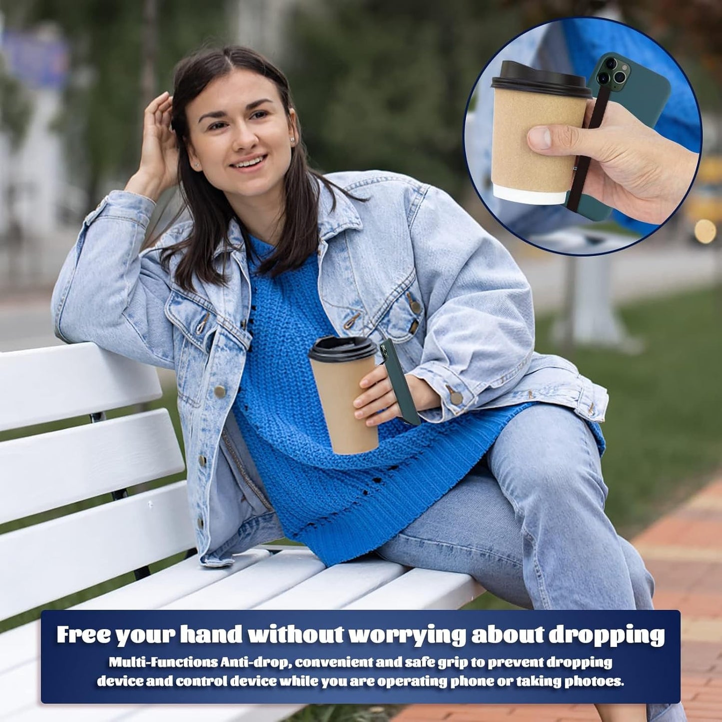 TEAMOLA 3pcs Silicone Phone Grip Holder Strap for iPhone 15/15 Pro/16/16 Pro & Samsung Galaxy S24/S23 - Anti-Slip Finger Loop for Case, Universal Phone Loops for Back of Cell Phones（210, 3 Black）