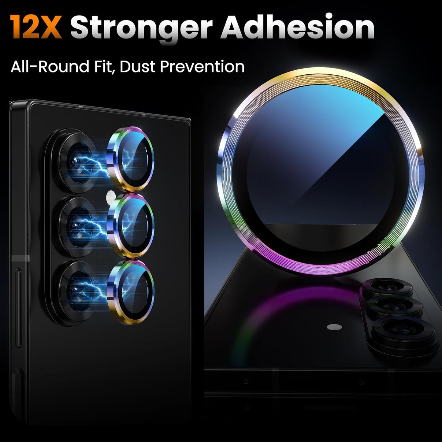 YWXTW for Samsung Galaxy Z Fold 7 Camera Lens Protector, [12X Stronger Adhesion] Individual Anti Scratch Metal Ring Tempered Glass Camera Screen Protector for Z Fold 7 Accessories 2025 (Multi-Coloured)