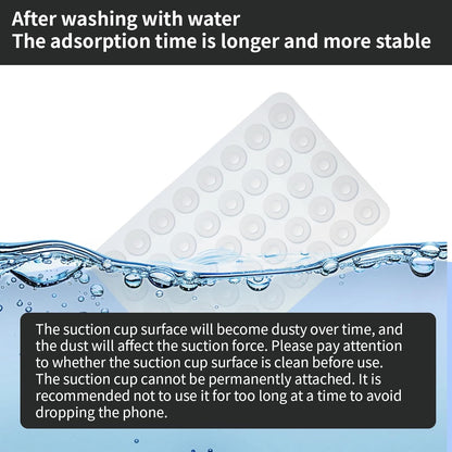 2 Pack Silicone Double-Sided Suction Grip – 40 Cups per Side, Strong Hold for iPhone, Galaxy, Pixel, Android – Hands-Free for Selfies & Videos (Clear)