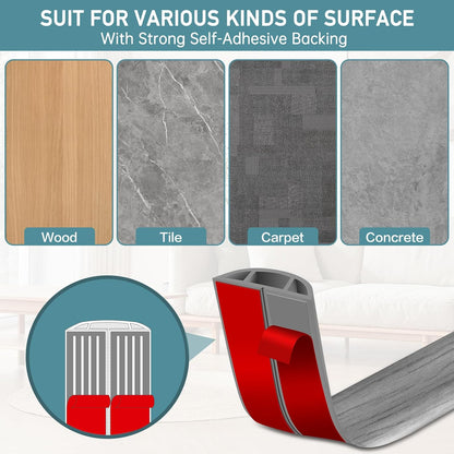 Floor Cord Cover Self Adhesive Cord Hider Floor Extension Cord Covers for Floor Power Cord Protector Cable Management Prevent Cable Trips Cable Cavity 0.59" W x 0.31" H (Light Grey Wood, 3.3Ft)