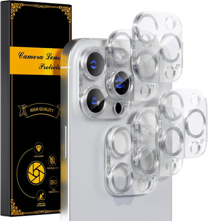 beuxece for 6 Pack iPhone 16 Pro/iPhone 16 Pro Max Camera Lens Protector [Drop Protection] [Case Friendly] [Easy Installation] 9H Tempered Glass Camera Screen Protector Cover, CD Silver