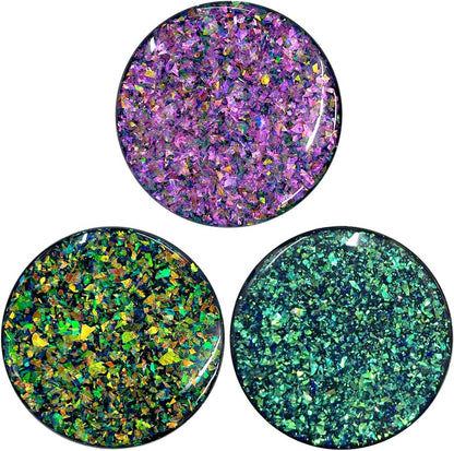 3 Pack Fashionable Clear Glitter Expandible Collapsible Moblile Phone Grip Stand Holder for Smartphones and Tablets Cell Phone Accessory-5 ((Rose Gold Mix Colorful Glitter Purple Blue))