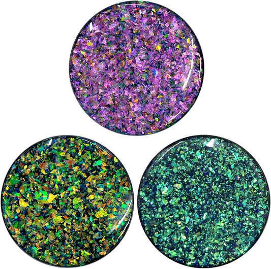 3 Pack Fashionable Clear Glitter Expandible Collapsible Moblile Phone Grip Stand Holder for Smartphones and Tablets Cell Phone Accessory-5 ((Rose Gold Mix Colorful Glitter Purple Blue))