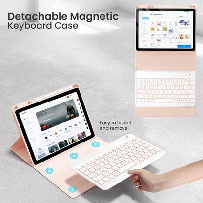 Magnetic Keyboard Case for iPad Air 5th 4th Generation 10.9 inch Pro 11 1st/2nd/3rd/4th, 7 Color Backlight BT Keyboard Folio with Pencil Holder 2022 2021 2020 2018 (Pink)