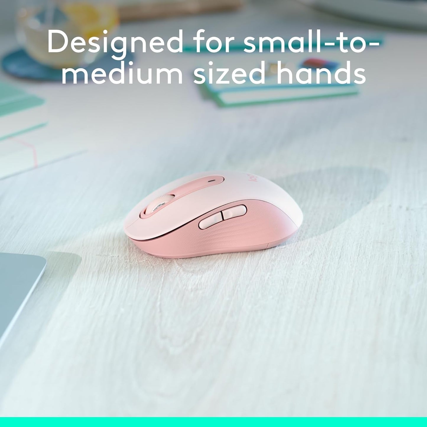 Logitech Wireless Mouse Signature M650- Small Hands, 2-Year Battery, Silent Clicks, Customizable Buttons, Bluetooth, PC/Mac/Chromebook - Rose, Right-Handed, Small-Medium