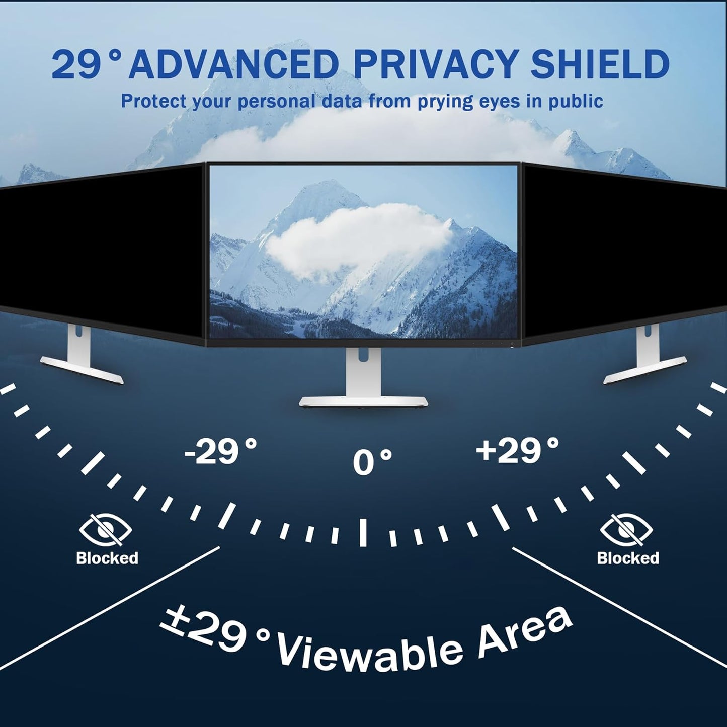 [2 Pack] 23.8 Inch Computer Privacy Screen Filter for Monitor 16:9, Magnetic Privacy Shield and Anti-Glare Blue Light Protector for 23.8'' Monitor