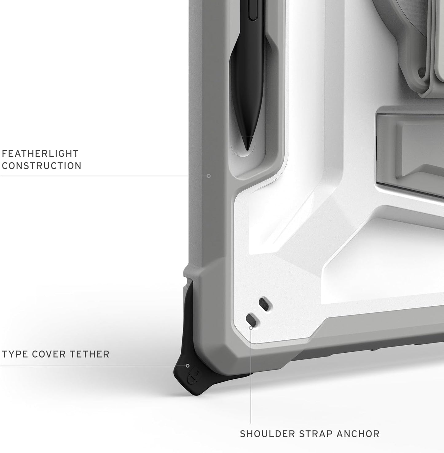 URBAN ARMOR GEAR UAG Designed for Microsoft Surface Pro 1st Edition 12" Case - Rugged Protective Cover with Multi-Angle Kickstand Pen Holder Hand Strap & Shoulder Strap, Plasma Healthcare White/Grey