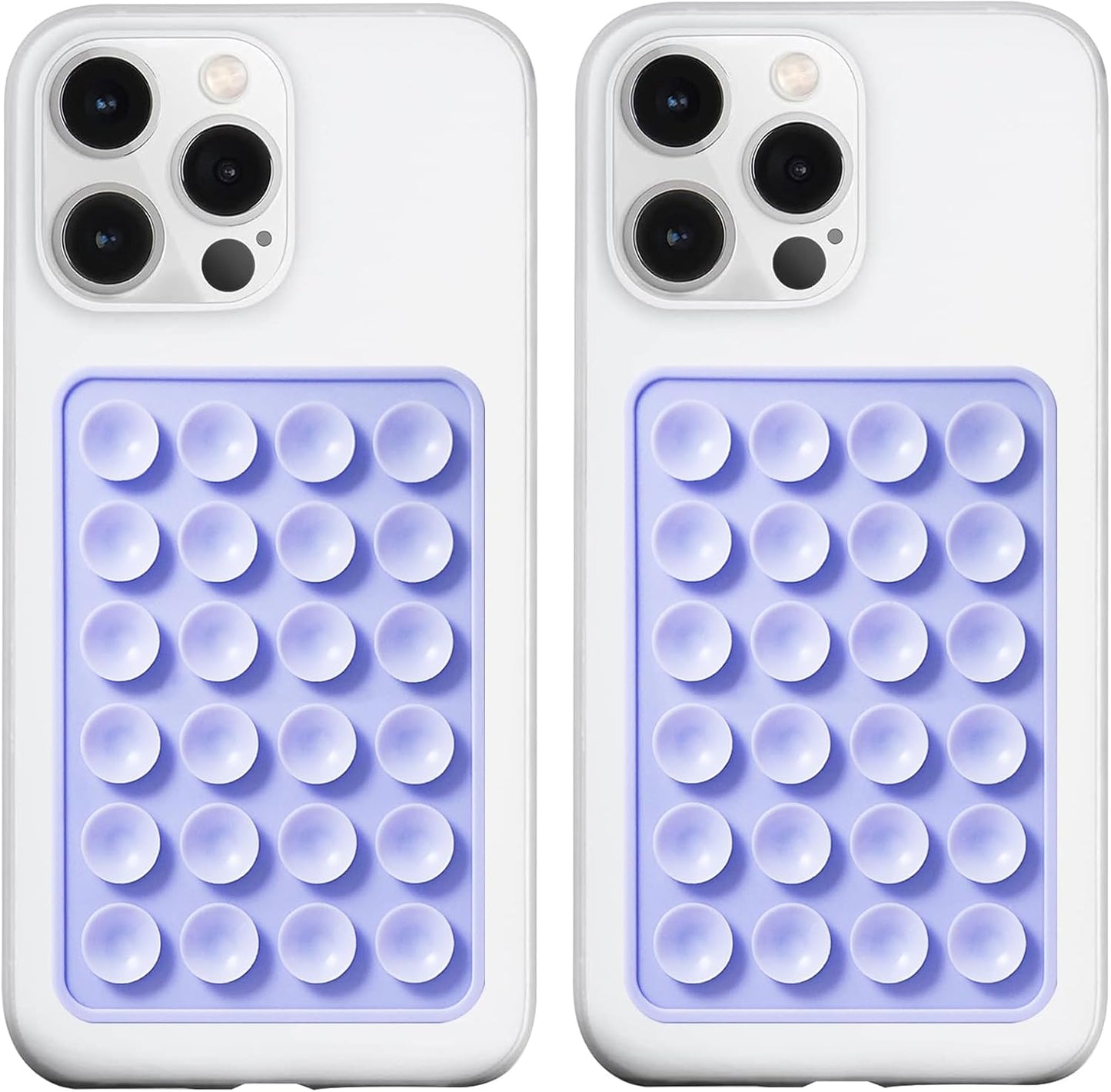 2 Pack Silicone Suction Phone Case Mount, Silicon Adhesive Phone Grip for Smartphones, Hands-Free Mirror Shower Phone Holder for Selfies, Tiktok Videos (Lavender)