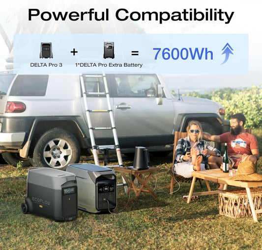 EF ECOFLOW 7696Wh Portable Power Station: DELTA Pro 3 with DELTA Pro Extra Battery, 120/240V 4000W AC Output, Solar Generator for Home Use, Camping, Emergencies, Power Outages, RVs