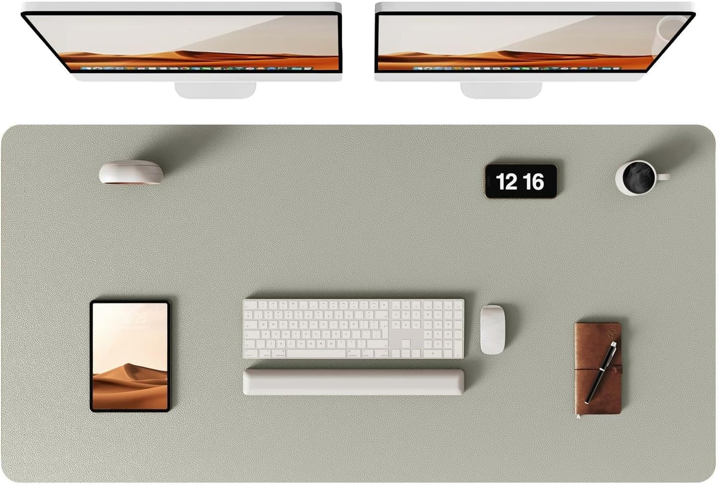 YSAGi Leather Desk Protector, Office Mat, Large Mouse Mat, Non-Slip PU Leather Blotter, Laptop Pad, Waterproof Writing Pad for Office and Home (Sage Green, 47.2" x 23.21")