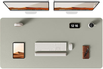 YSAGi Leather Desk Protector, Office Mat, Large Mouse Mat, Non-Slip PU Leather Blotter, Laptop Pad, Waterproof Writing Pad for Office and Home (Sage Green, 47.2" x 23.21")