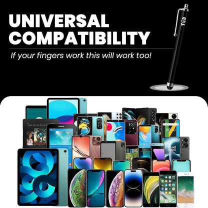 TCD 10-Pack Stylus Pen Set – Universal Capacitive Pen for iPad, iPhone, Tablet, Laptop – Premium Thick Rubber Tip Styluses for All Touchscreen Devices, Black