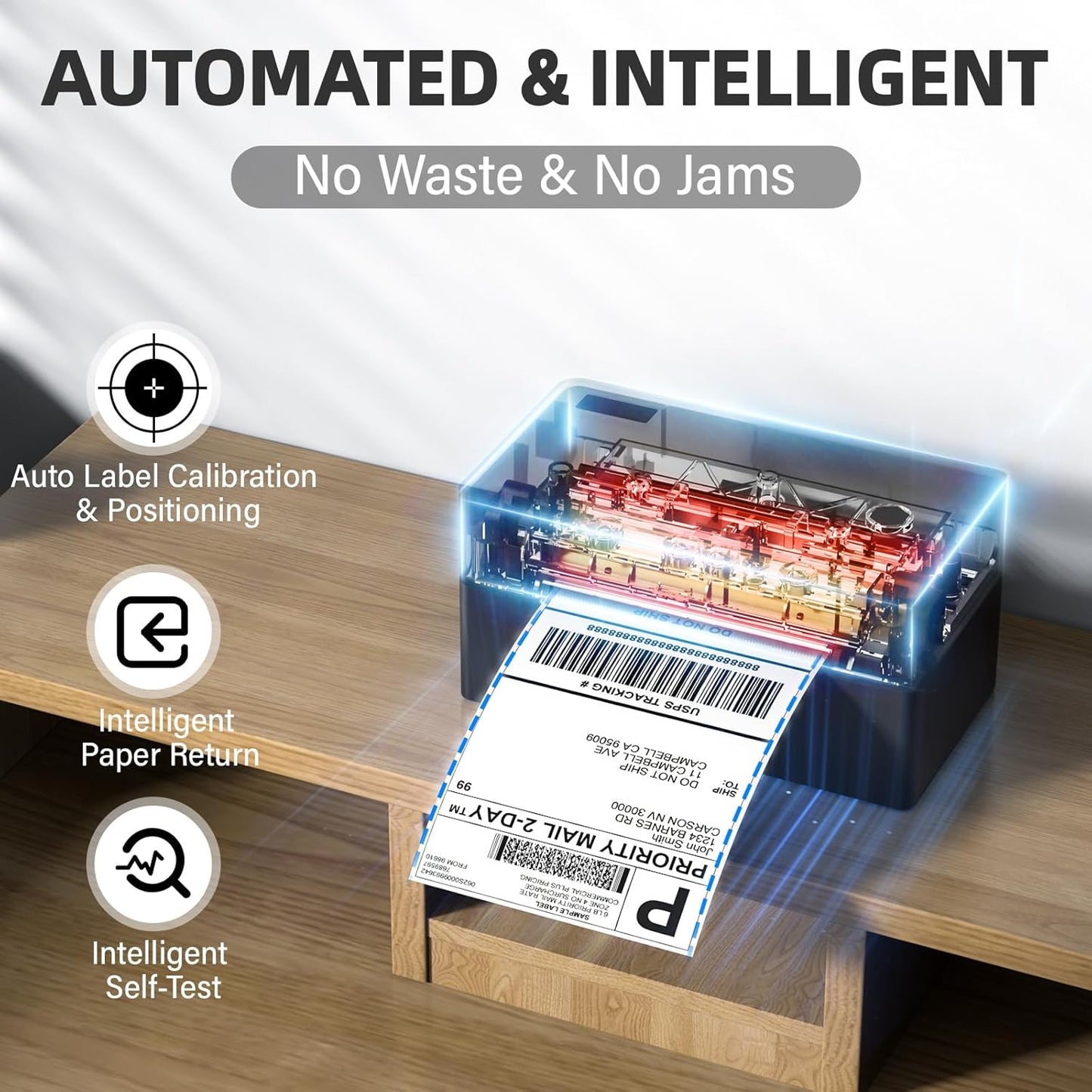 Label Printer, 4x6 Shipping Label Thermal Printer for Packages, Bluetooth Conection and Compatible with Android. iPhone.Windows, Mac, Chromebook, Amazon, Ebay, UPS.USPS, FedEx, Shopify