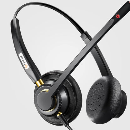 Arama USB Headset with Microphone for PC, Computer Laptop Headphones with Noise Cancelling Mic & Audio Controls for Home Office Business Skype UC Webinar Zoom