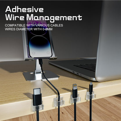 100PCS Cable Clips, Adhesive Wire Clips Strong Cord Clips Wire Holders, Cable Management Clips for Desk, Wall, Car, TV, Ethernet Cable (Clear, Medium)