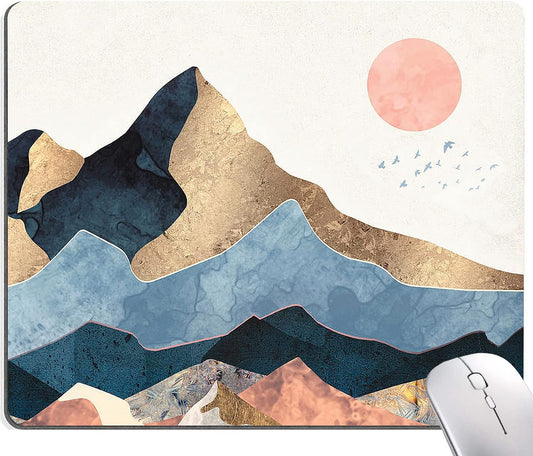 Mountain Mouse Pad, Natural Art Mouse Pad, Mouse Mat Square Waterproof Mouse Pad Non-Slip Rubber Base MousePads for Office Laptop Computer, 9.5"x7.9"x0.12" Inch, Mountain Sunrise