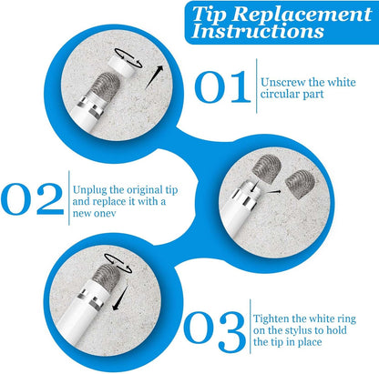 Lusofie 24Pcs Replaceable Mesh Fiber Tips 2 Sizes Stylus Tips, Stylus Replacement Tips for Stylus Pen,(5mm / 0.2 Inch, 6mm / 0.24 Inch)