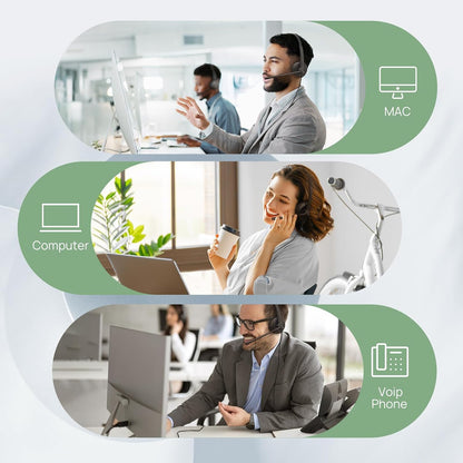 Yealink UH34 USB Headset with Mic,Stereo Wired Headphones with Noise Cancelling Microphone,Teams Certified,Professional Work Headphones for VoIP Phone PC Computer Call Center Office