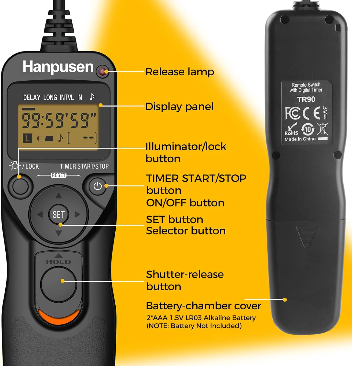 Camera Wired Intervalometer Remote Control - Cameras Timer Shutter Release for Canon 90D; for Olympus E-M1X E-M1-II E-M1-III E-M5-III; for Fuji;Replaces RS-60E3, Fujifilm RR-100 and Olympus RM-CB2