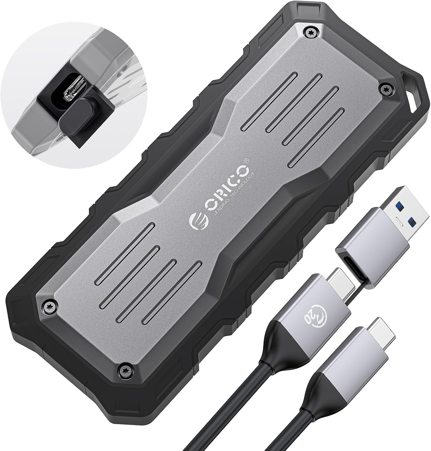 ORICO 1TB External SSD Up to 2000MB/s, Interface Extra Protection, Waterproof and Dust-Proof, Rugged and Reliable Outdoor Portable Solid State Drives for Action Camera, Smartphone, Laptop - O20