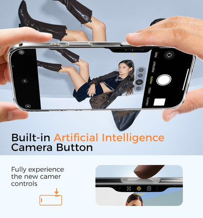 MAGIC JOHN 360° Rotatable Magnetic Invisible Stand for iPhone 16 Case [Camera Control Button] [Compatible with MagSafe] 16FT Military Grade Shockproof for iPhone 16 Case 6.1'' with Kickstand, Clear