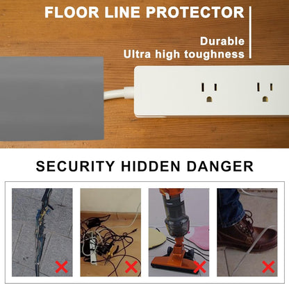 6.5Ft Floor Cord Cover Gray Silicone Cable Protector Easy to Install Wire Organizer and Hider for Home, Office, Garage (Gray-2m)