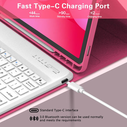 Galaxy Tab S9 FE+/ S9+ /S10+ 12.4 Inch Case with Keyboard, Detachable Bluetooth Keyboard with Pen Holder for Samsung Tab S10+ Plus/S9+ Plus/S9 FE+ Plus 5G 12.4", Pink