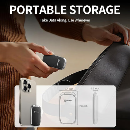 PHIXERO P20 External Portable SSD 1TB,up to 2050Mb/s,External Solid State Drives with 2 in 1 USB C Cable with LED Indicator,USB 3.2 Gen 2 Portable Hard Drive for iPhone 15/16 PRO, Mac, PC & Laptops