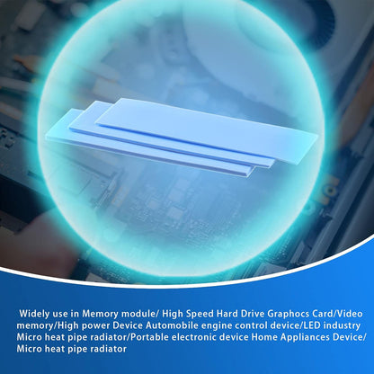 Outus 30 Pieces 2.6 x 0.8 x0.1 Inch Silicone Thermal Pad Reusable CPU SSD Thermal Conductive Silicone Pad Each Thick for Gpu Heatsink CPU Chip Heat Conduction or LED Heat Conduction(Light Blue)