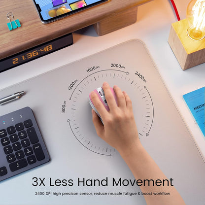 D-09 Wireless Mouse for Laptop - Ergonomic Plus Computer USB Cordless Mice, Ergo Grips, Lightspeed 5-Level 2400 DPI, 16 Months Battery, Portable for PC Mac Chromebook, 6 Button, Flamingo Pink