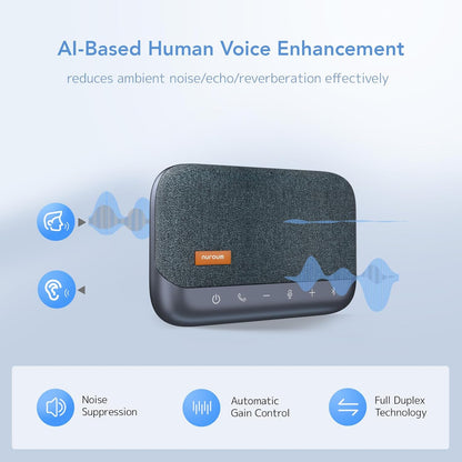 NUROUM A15 Conference Speaker and Microphone, Portable&Scalable Bluetooth Wireless Speakerphone, 360° Voice Pickup, Daisy Chian for Calls/Computer/PC/Laptop/Desktop via Bluetooth/Dongle/USB-A/C Blue