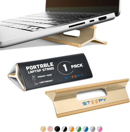Steepy Portable Laptop Stand for Desk – Adjustable Height, & Portable Laptop Holder – Ergonomic Computer Stand for Cooling & Comfort – Slip-Proof, Sturdy Design – Universal Fit for 13-17 Inch Devices