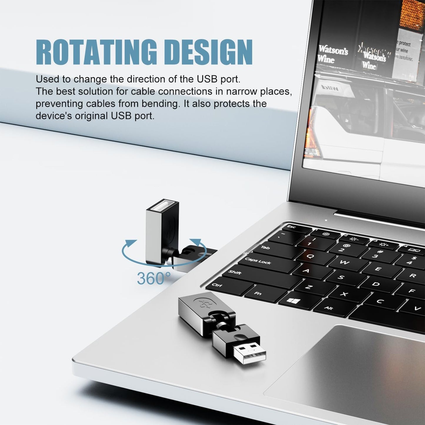 PANPEO 2 Pack USB 90 Degree Adapter, Rotating and Swivel Twist USB 2.0 Type A Male to Type A Female 360 Degre Rotation Adjustable Right Angle Extension Adapter Convertor (Black, AM-FM)