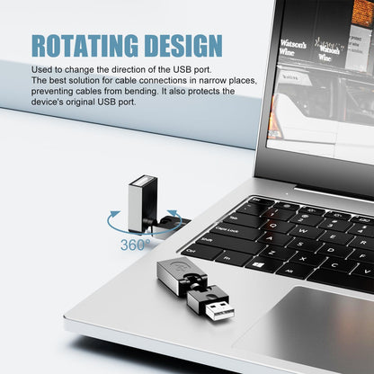 PANPEO 2 Pack USB 90 Degree Adapter, Rotating and Swivel Twist USB 2.0 Type A Male to Type A Female 360 Degre Rotation Adjustable Right Angle Extension Adapter Convertor (Black, AM-FM)