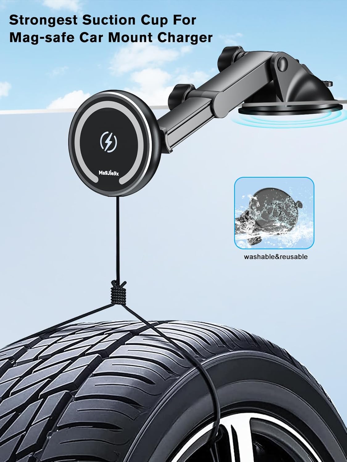 for Magnetic Magsafe Car Mount Charger, Wireless Car Charger with Fast Max 38W QC3.0Charging Adapter Retractable Phone Holder Fits iPhone16/15/14/13Plus/MagSafe Case,Dashboard/Vent/Windshield