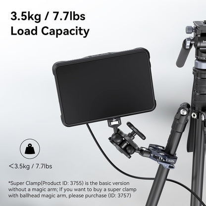 SMALLRIG Clamp, Camera Mount Clamp, Crab-Shaped Super Clamp with 1/4"-20, 3/8"-16 Threaded Holes, Payload 7.7lbs/3.5kg, for Most Photographic Accessories