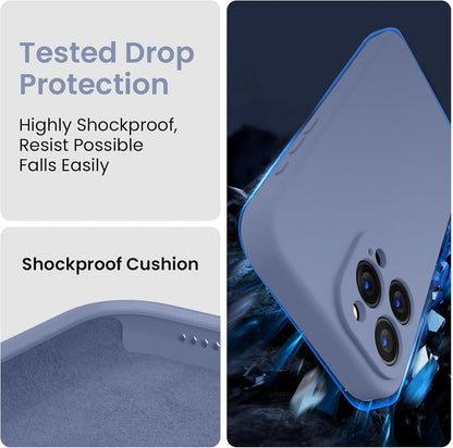 FireNova Designed for iPhone 15 Pro Max Case, Silicone Upgraded [Camera Protection] Phone Case with [2 Screen Protectors], Soft Anti-Scratch Microfiber Lining Inside, 6.7 inch, Lavender Gray