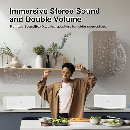 DOSS SoundBox Ultra Bluetooth Speaker with 2.1 Channel Audio, 80W Superior Sound with Deep Bass, Two DSP Technologies, 18H Playtime, BT 5.3, Wireless for Home, Office, Room-White