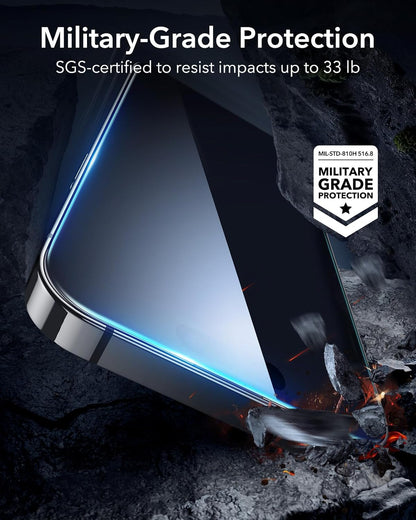 ESR 3 Pack for iPhone 14 Pro Screen Protector, [9H Hardness] [Military Grade Shatterproof] Tempered Glass Film with Flawless Fit Tray