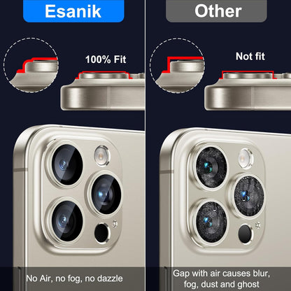 Esanik 2 Pack for iPhone 15 Pro/iPhone 15 Pro Max Camera Lens Protector (Natural Titanium)