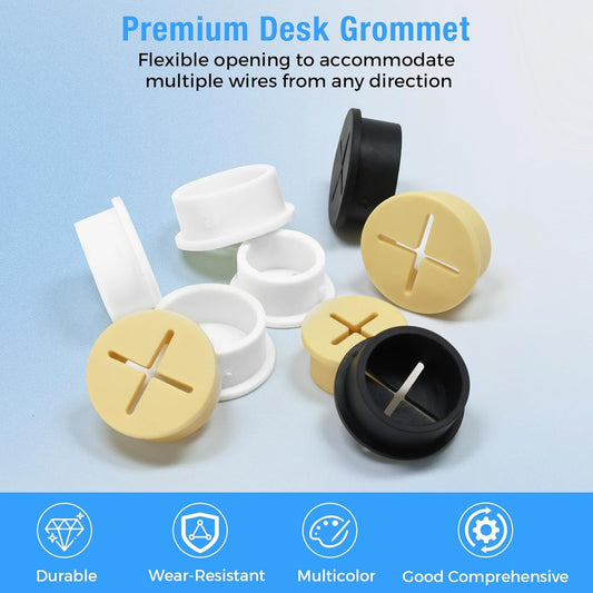 Desk Grommet, 3/4 in 20 mm Silicone Rubber Grommets, Black Desk Hole Cover for Cables, Flexible Wall Cord Pass Through Grommet for Office Table Computer Home Furniture Wire Organizer-15 Pcs