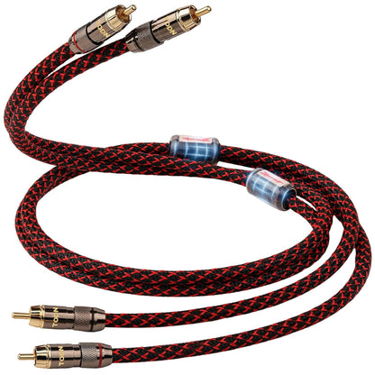 TODN High End RCA Cables for Audiophile, 2 RCA Male to Male Stereo Cord for Car Audio, Speaker, Amp - Φ7mm, Nylon Braided Jacket (6.5ft/2m, 1 Pair)
