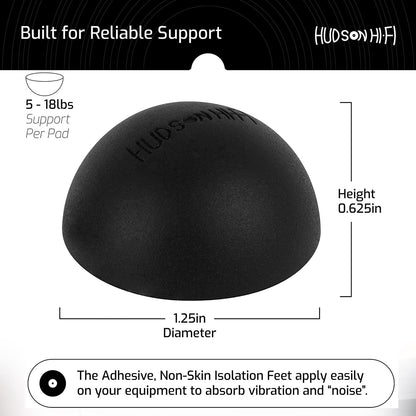 1.25" Platinum Silicone Speaker Isolation Pads - 4-Pack Non-Skid Speaker Pads with Adhesive, Speaker Isolation Feet for Record Player Isolation - Turntable Feet and Subwoofer - 20 Duro